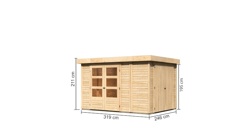 Karibu Woodfeeling Gartenhaus Retola 2/3/4/5/6 inkl. Anbauschrank - 19 mm