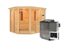 Vorschaubild Karibu Multifunktions-Sauna Ava inkl. Infrarotstrahler mit Eckeinstieg 68 mm