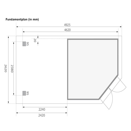 Karibu Gartenhaus Goldendorf 3/5 mit 240 cm Schleppdach + Rückwand - 19 mm