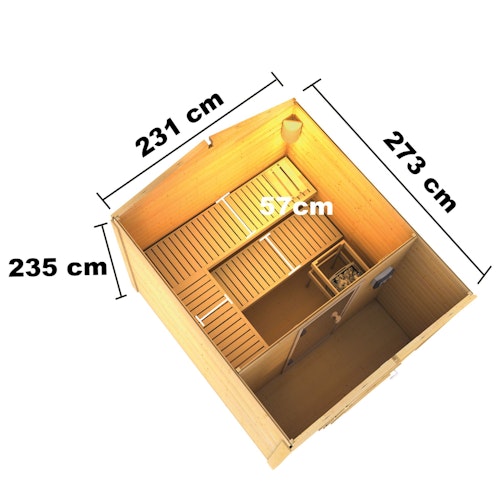 Karibu Bosse 1 - 38 mm Gartensauna mit Vorraum und Satteldach inkl. gratis Saunaofen im Wert von 599,99 €