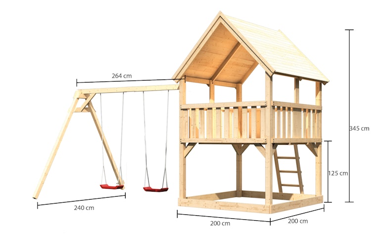 Akubi Kinderspielturm Luis mit Doppelschaukelanbau