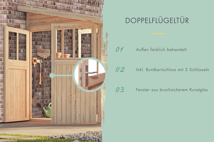 Karibu Premium Anlehn-Gartenhaus Gerätehaus Juist/Wandlitz 2/3/4/5 - 19 mm