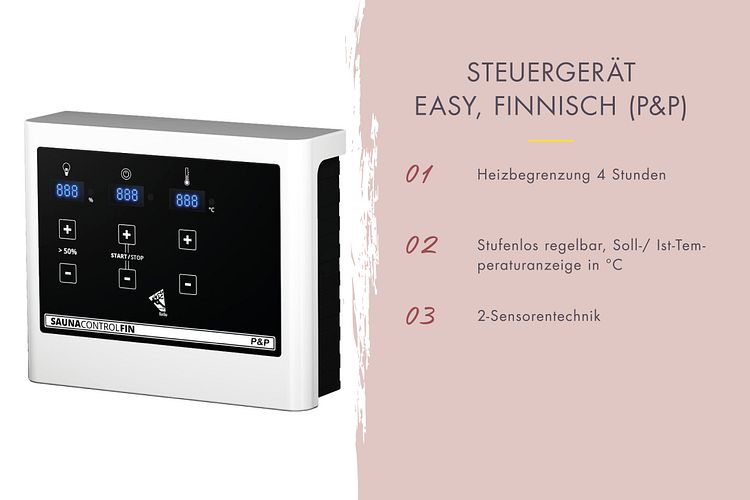 Karibu Saunaofen 3,6 kW Plug & Play finnisch mit externer Steuerung Easy schwarz