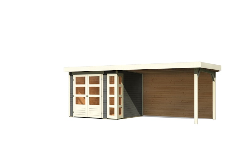 Karibu Woodfeeling Gartenhaus Kerko 3/4/5 mit 280 cm Schleppdach inkl. Rückwand - 19 mm
