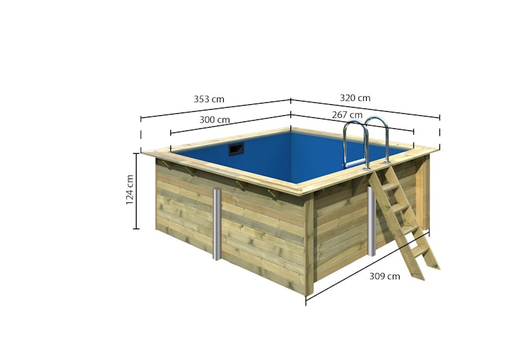 Karibu Rechteck Pool Gr. 1 - 350 x 320 cm - kesseldruckimprägniert