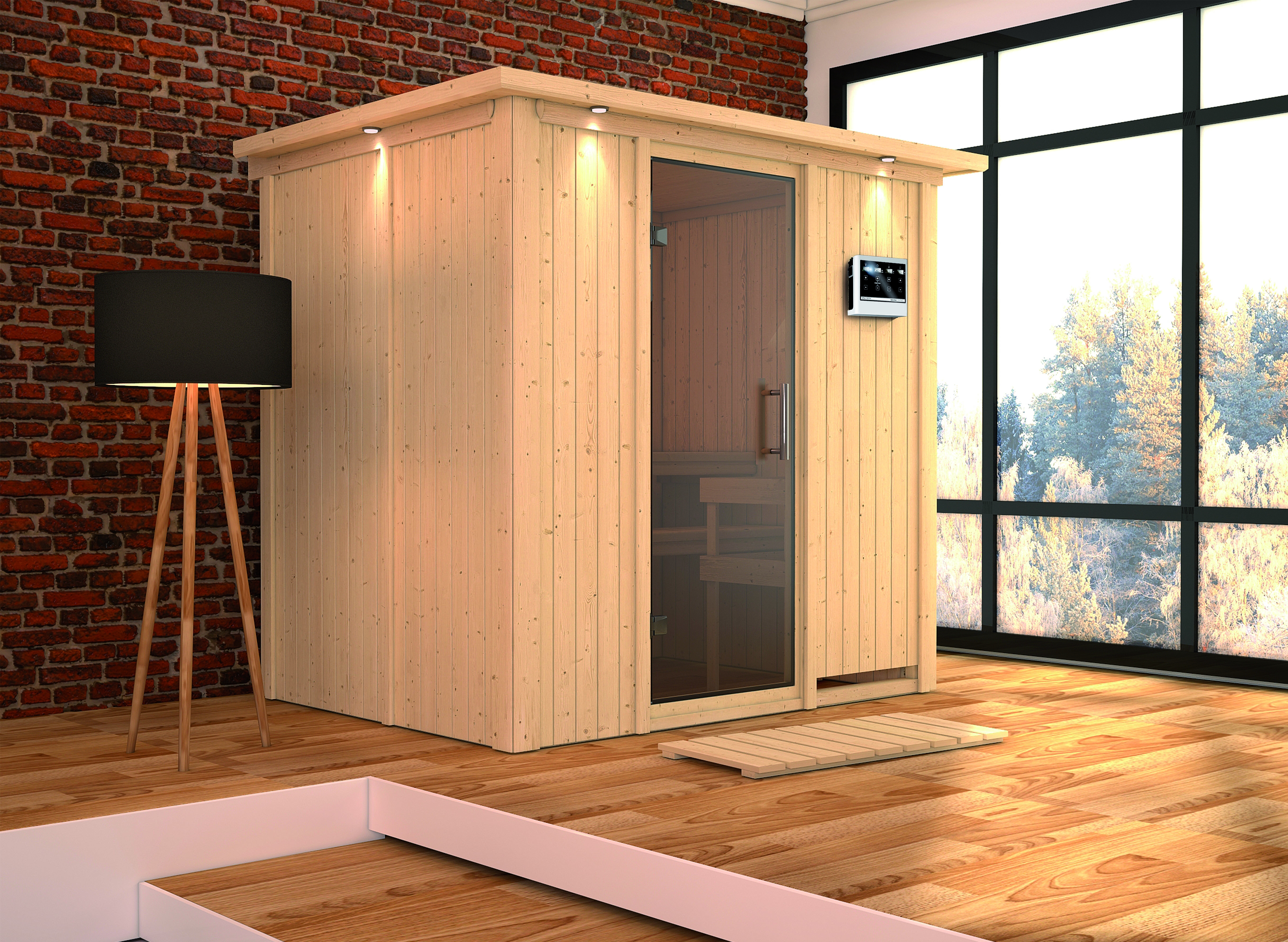 Karibu Sauna Bodin mit Fronteinstieg 68 mm