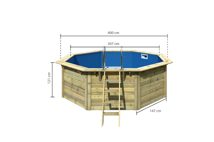 Karibu Pool Modell X1 400 x 400 cm - kesseldruckimprägniert mit Metallecke