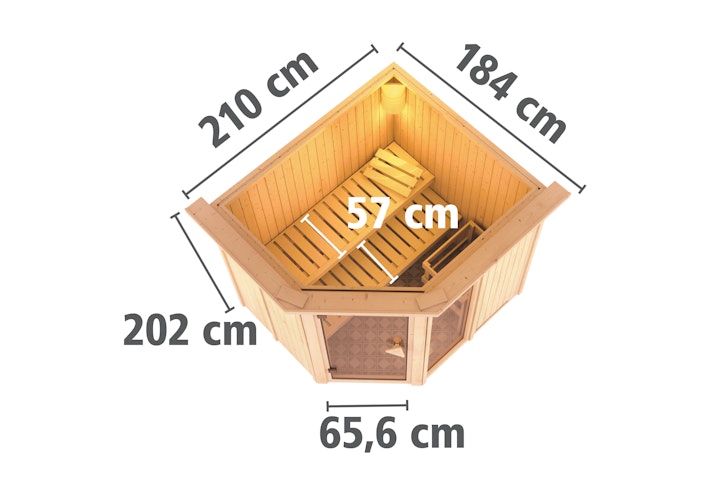 Karibu Sauna Fiona 2 mit Eckeinstieg 68 mm