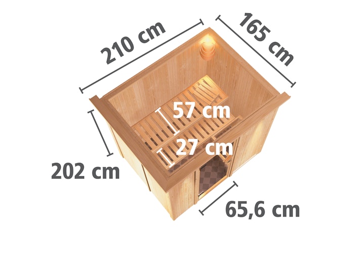 Karibu Sauna Bodin mit Fronteinstieg 68 mm inkl. gratis Saunaofen im Wert von 599,99 €