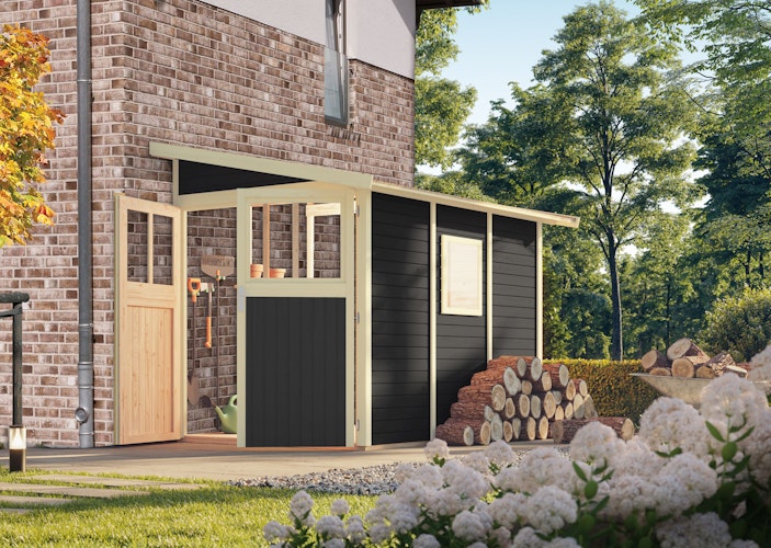 Karibu Premium Anlehn-Gartenhaus Gerätehaus Juist/Wandlitz 2/3/4/5 - 19 mm
