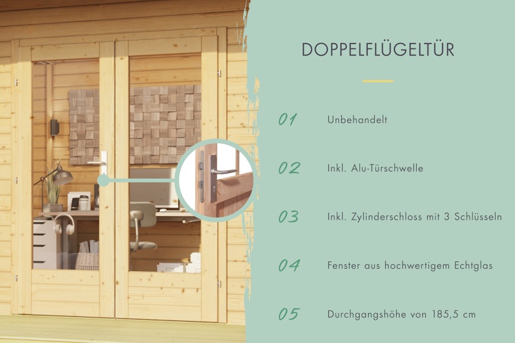 Karibu Gartenhaus North - 38 mm mit erhöhter Schneelast (300 kg/m²)