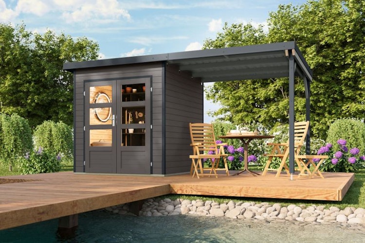 Karibu Metall-Holzgartenhaus Hybridhaus Pluto A/B - 28 mm/0,5 mm