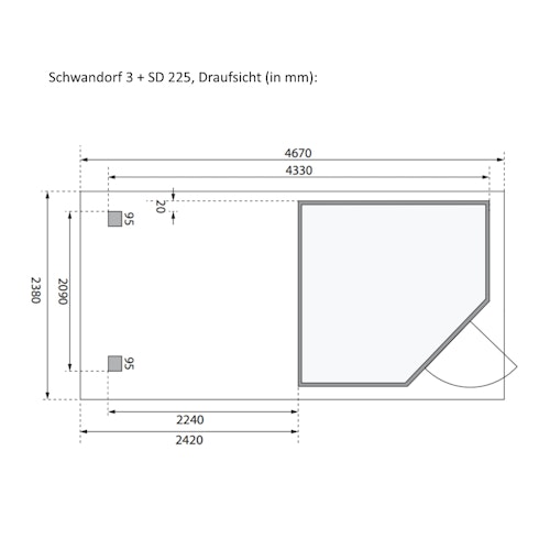 Karibu Woodfeeling Gartenhaus Schwandorf 3/5 inkl. 240 cm Schleppdach mit Rückwand - 19 mm