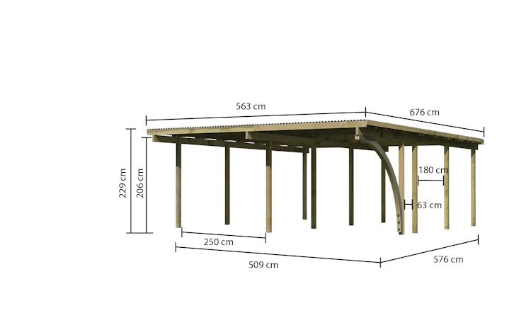 Karibu Carport Doppelcarport Eco 1/2 - kesseldruckimprägniert