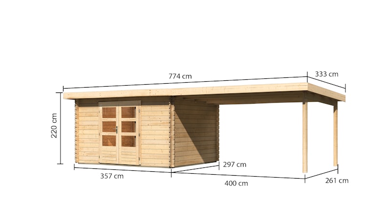 Karibu Woodfeeling Gartenhaus Bastrup 7 naturbelassen - 28 mm