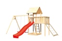 Vorschaubild Akubi Kinderspielturm Lotti mit Satteldach inkl. Wellenrutsche, Doppelschaukelanbau, Anbauplattform und Netzrampe