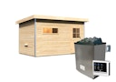 Vorschaubild Karibu Saunahaus Skrollan 3 mit Vorraum naturbelassen (Rechteckfenster) inkl. gratis Sauna-Zubehörset im Wert von 234,94 €
