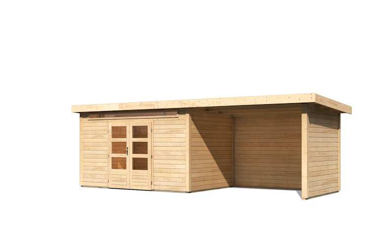 Karibu Woodfeeling Gartenhaus Kandern 6/7 mit 300 cm Schleppdach/Seiten- und Rückwand