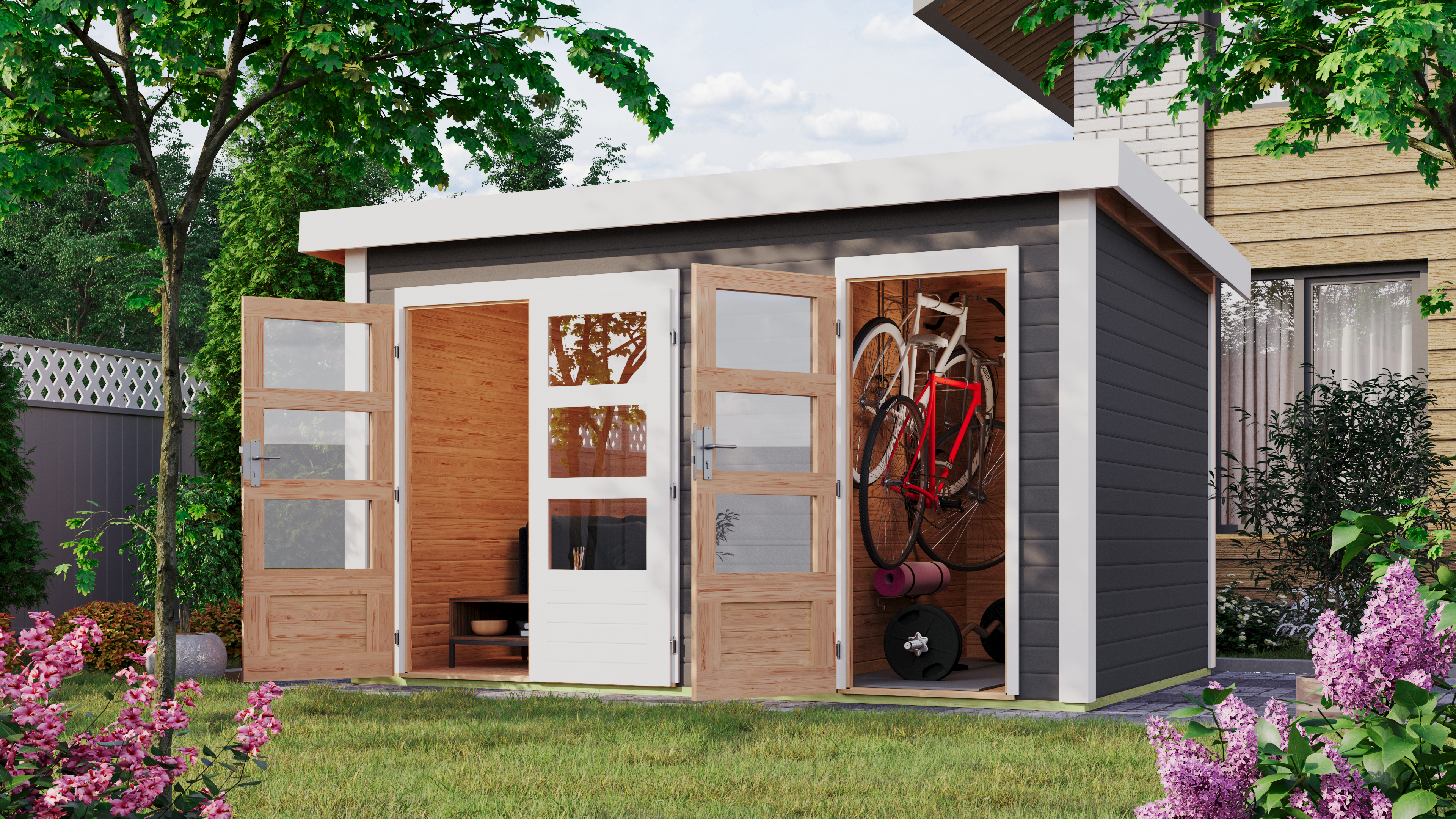 Karibu Mittelwand-Gartenhaus Schönbuch 1 - 38 mm