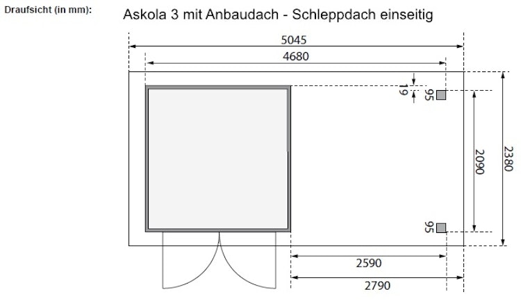 Karibu Woodfeeling Gartenhaus Askola 2/3/3,5/4/5/6 mit 280 cm Schleppdach