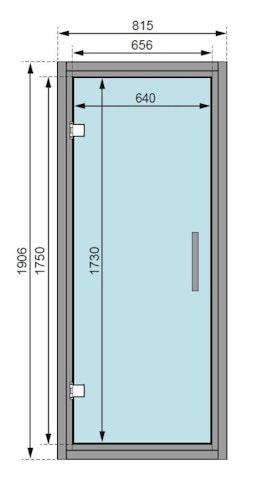 Karibu graphitfarbene Ganzglastür für 68 mm Kabinen