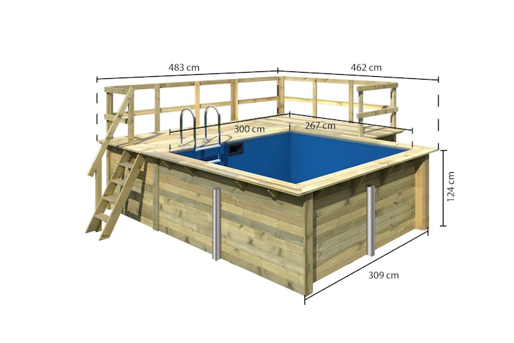Karibu Rechteck Pool Gr. 1 - 350 x 320 cm - kesseldruckimprägniert