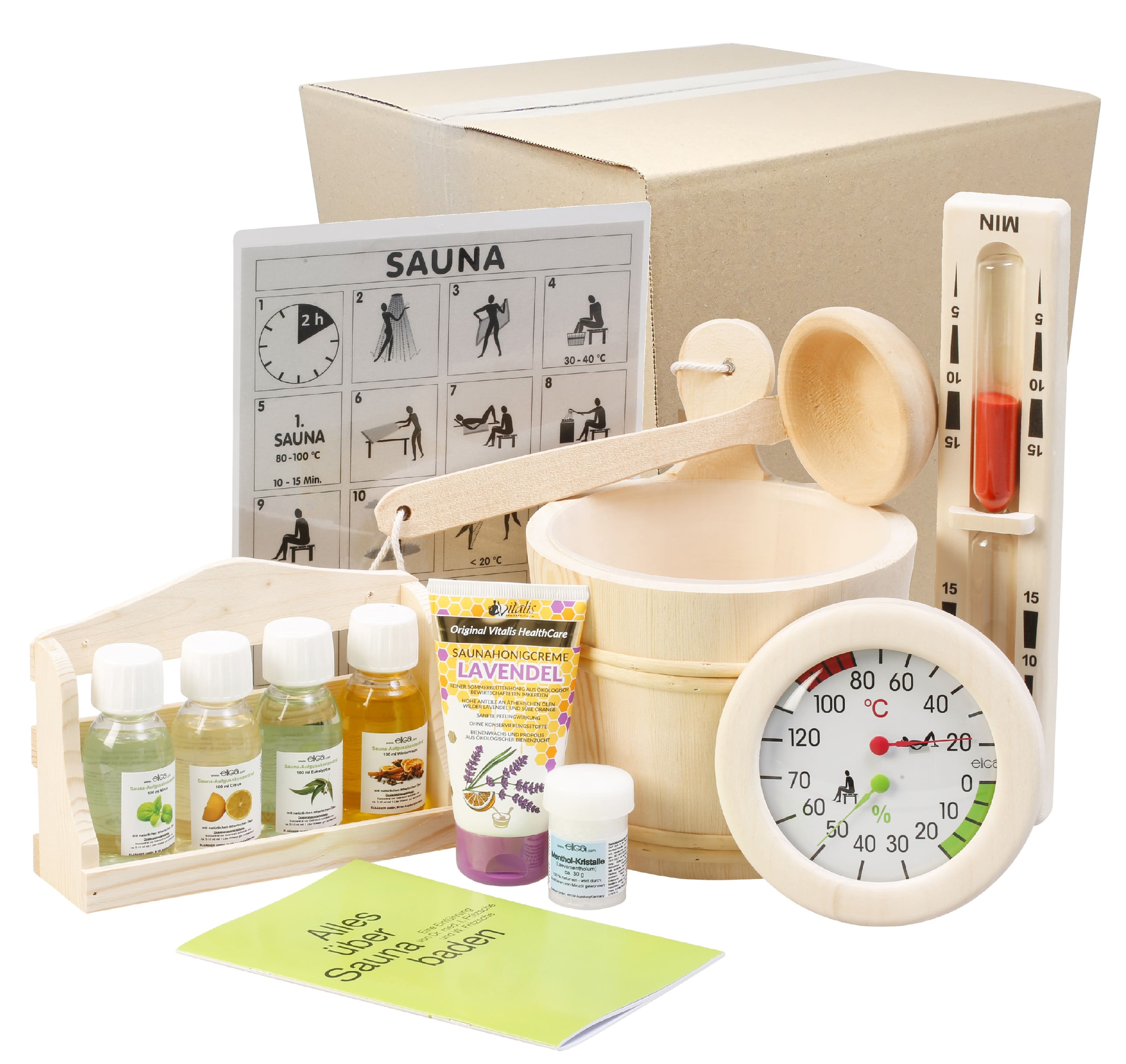 Eliga Sauna-Zubehör-Set "All-in" 12-teilig