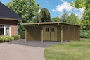 Vorschaubild Karibu Doppelcarport Eco 2 mit integriertem Abstellraum klein - kesseldruckimprägniert