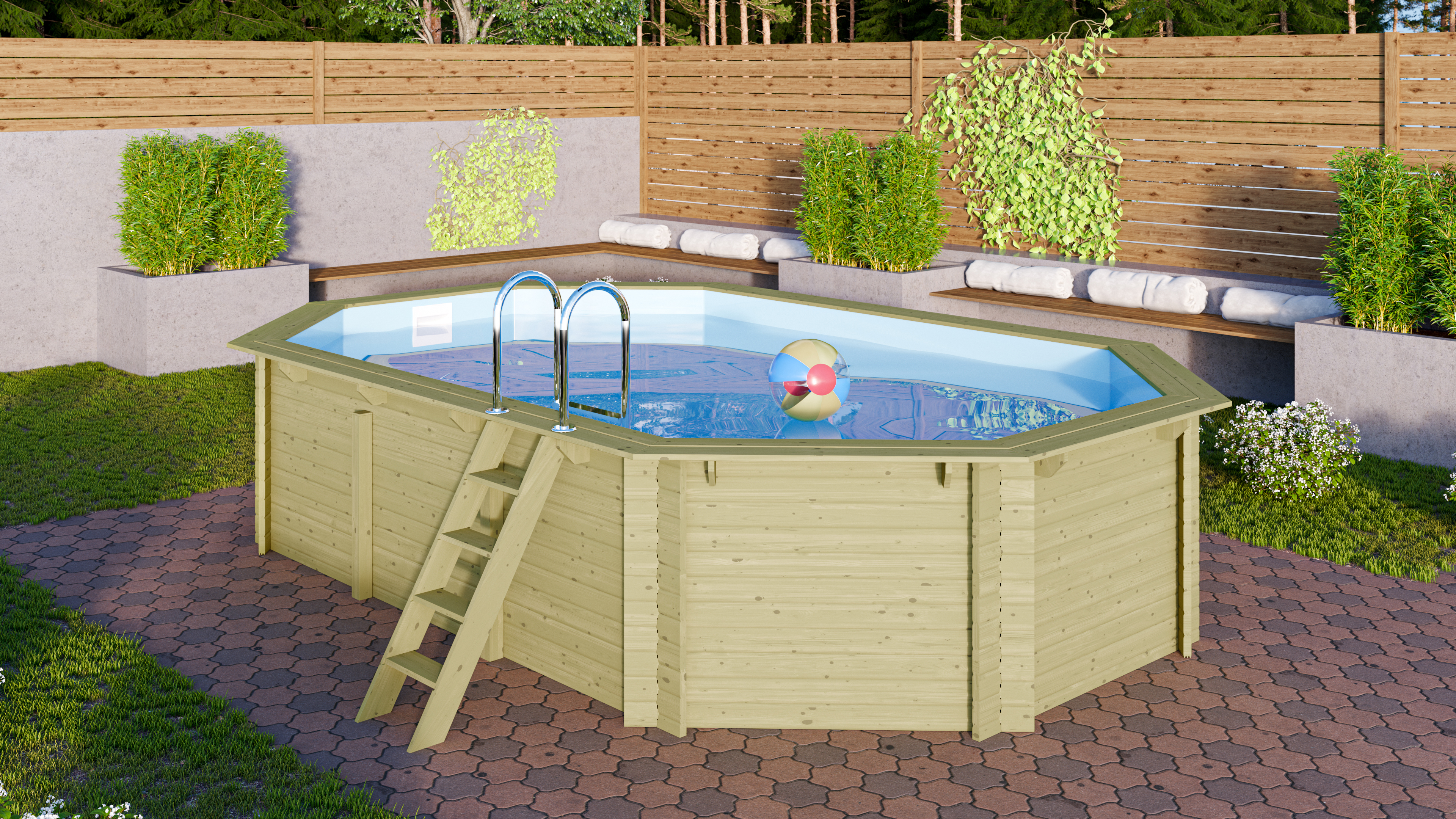 Karibu Pool Modell 4 Classic A/B/C/D 610 x 400 cm - kesseldruckimprägniert