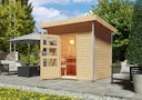 Vorschaubild Karibu Gartensauna Pultdach Saunahaus Norge naturbelassen inkl. gratis Saunaofen im Wert von 599,99 €