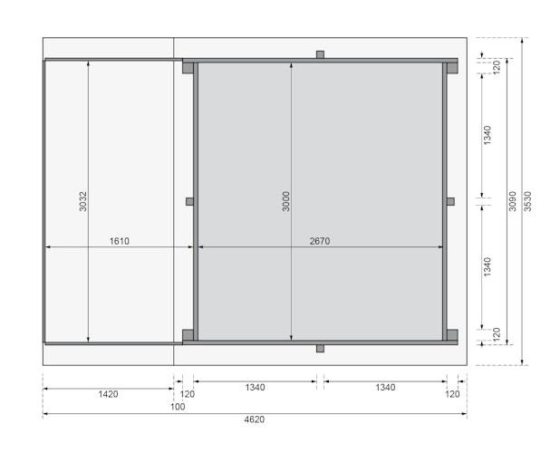 Karibu Rechteck Pool Gr. 1 - 350 x 320 cm - kesseldruckimprägniert