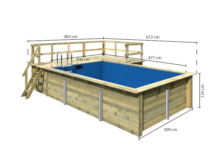 Karibu Rechteck Pool Gr. 3 - 350 x 530 cm - kesseldruckimprägniert