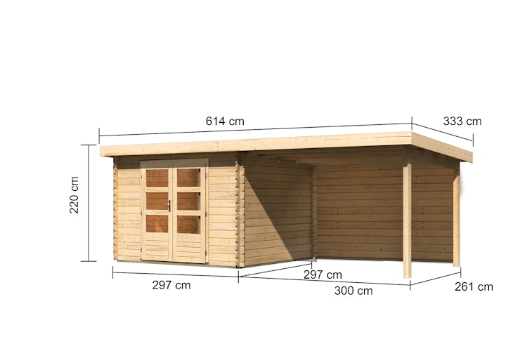 Karibu Woodfeeling Gartenhaus Bastrup 5 naturbelassen - 28 mm