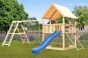 Vorschaubild Akubi Kinderspielturm Luis mit Doppelschaukelklettergerüst, Netzrampe und Wellenrutsche