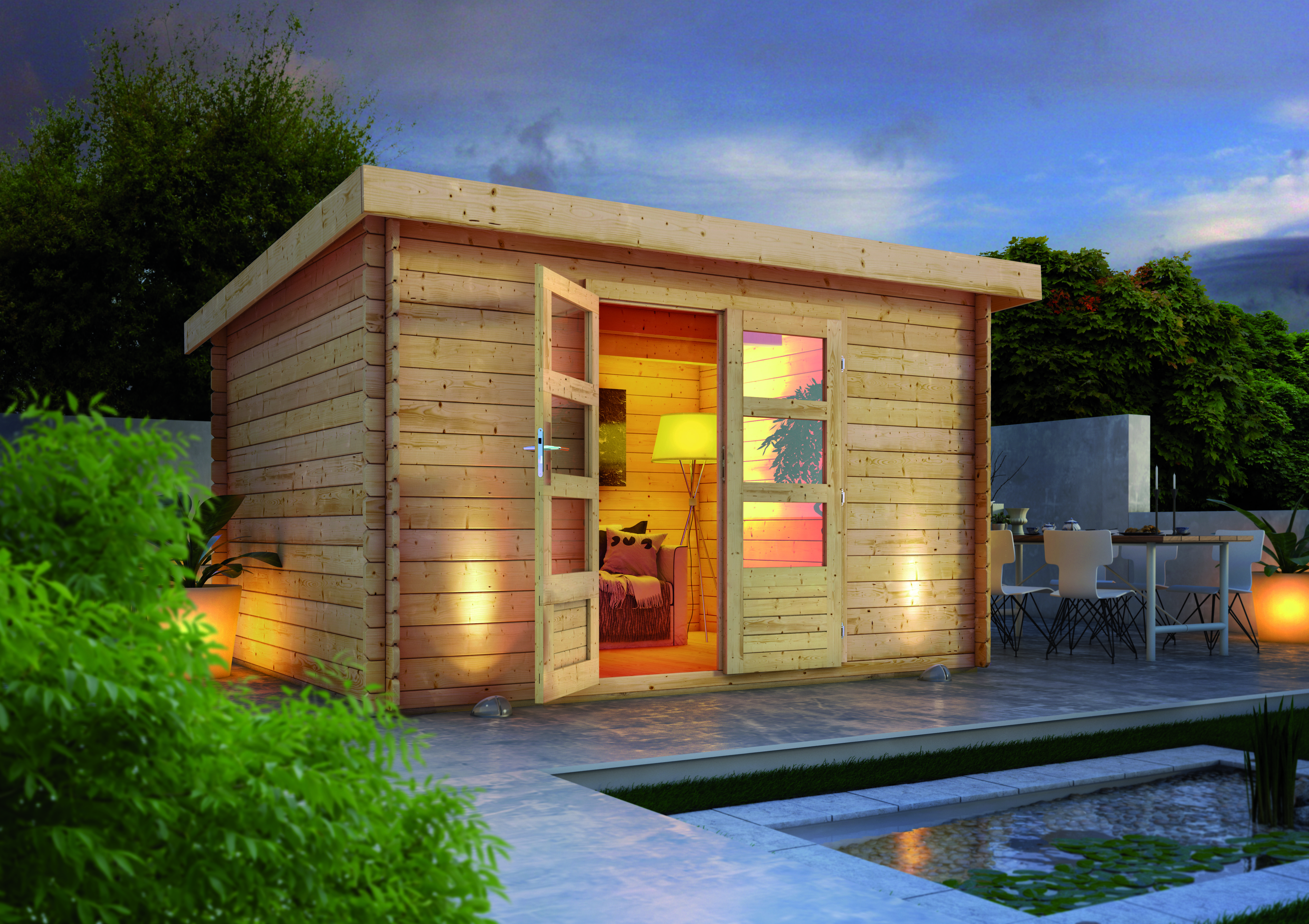 Karibu Woodfeeling Gartenhaus Bastrup 7 naturbelassen - 28 mm