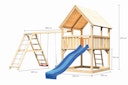 Akubi Kinderspielturm Luis inkl. Wellenrutsche und Doppelschaukelanbau mit Klettergerüst (Set C)