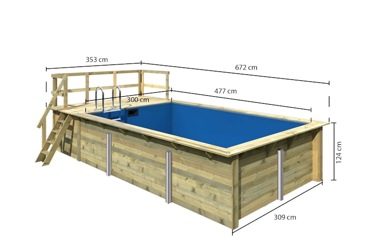 Karibu Rechteck Pool Gr. 3 - 350 x 530 cm - kesseldruckimprägniert