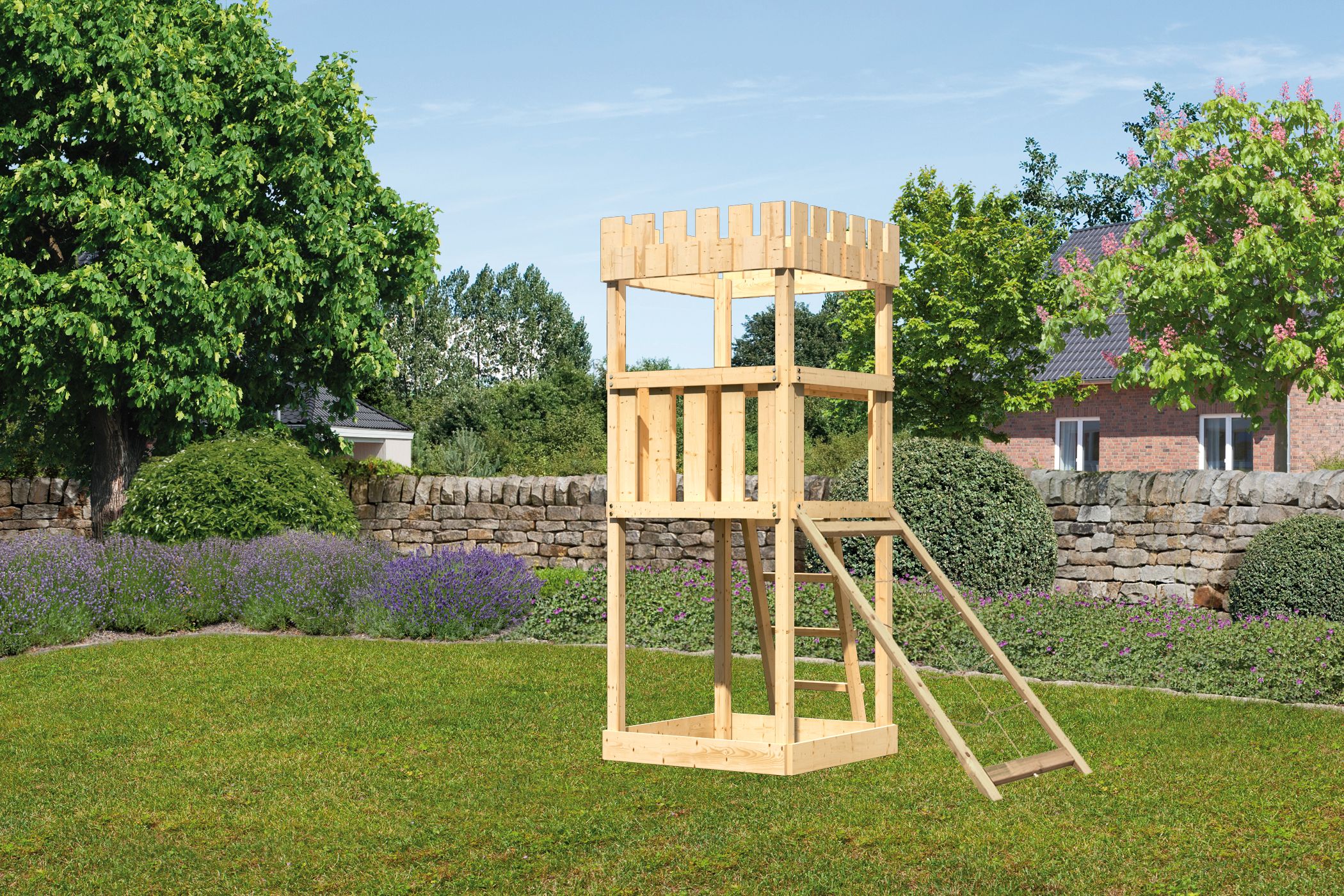 Akubi Kinderspielturm Ritterburg Löwenherz mit Netzrampe