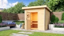 Vorschaubild Karibu Gartensauna Pultdach Saunahaus Norge naturbelassen inkl. gratis Saunaofen im Wert von 599,99 €