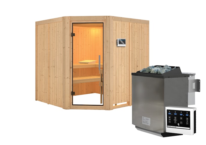 Karibu Sauna Jarin mit Eckeinstieg 68 mm