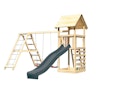 Vorschaubild Akubi Kinderspielturm Lotti mit Satteldach inkl. Wellenrutsche, Doppelschaukelanbau, Klettergerüst und Kletterwand