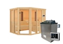 Vorschaubild Karibu Multifunktions-Sauna Ava inkl. Infrarotstrahler mit Eckeinstieg 68 mm