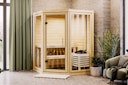 Vorschaubild Karibu Sauna Yuma - Massivholzsauna mit Eckeinstieg 38 mm inkl. gratis Saunaofen im Wert von 599,99 €