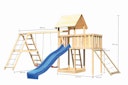 Akubi Kinderspielturm Lotti mit Satteldach inkl. Wellenrutsche, Doppelschaukelanbau, Klettergerüst, Anbauplattform und Netzrampe
