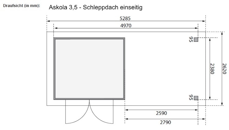 Karibu Woodfeeling Gartenhaus Askola 2/3/3,5/4/5 m. 275 cm Schleppdach/Seiten- und Rückwand
