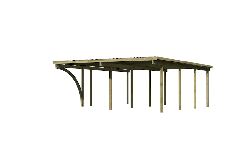 Karibu Carport Doppelcarport Eco 1/2 - kesseldruckimprägniert inkl. gratis H-Pfostenanker