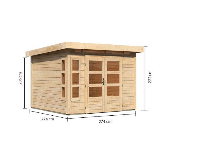 Karibu Premium Gartenhaus Kastorf 6/7 mit Fensterecke - 28 mm