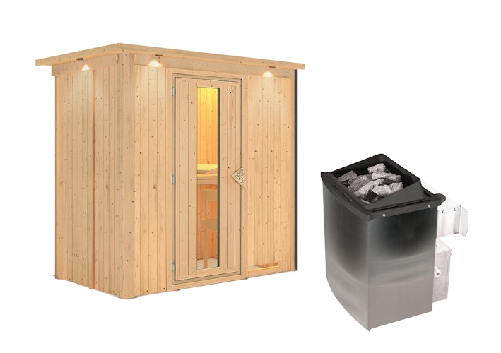Karibu Sauna Variado mit Fronteinstieg 68 mm inkl. gratis Sauna-Zubehörset im Wert von 234,94 €