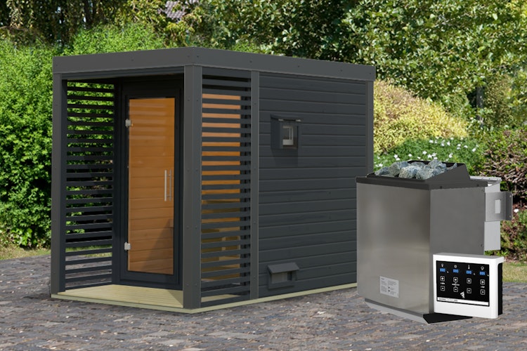 Karibu Saunahaus Ares 1 - Hybridhaus mit Metallrahmen - 38 mm inkl. gratis Sauna-Zubehörset im Wert von 234,94 €