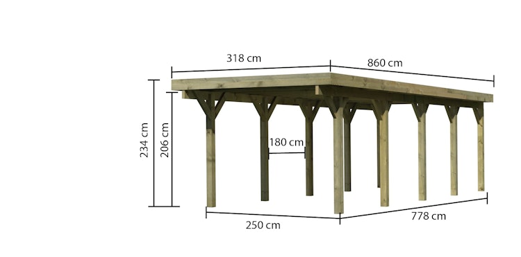 Karibu Carport Einzelcarport Classic Einzel 3 - kesseldruckimprägniert